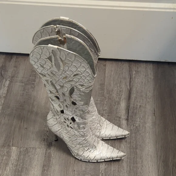 Ce Fou Shoo Pre-owned Rhinestone Heel weztern Boots - Picture 2 of 13